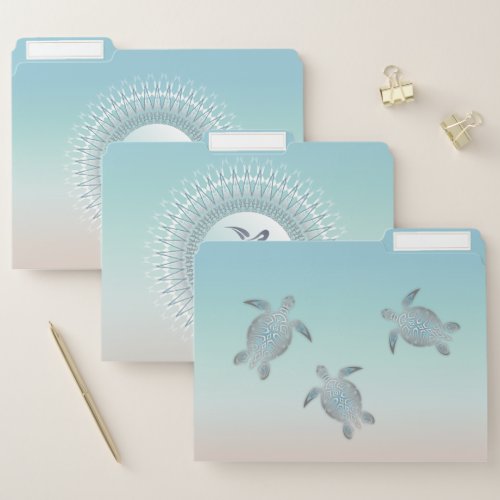 Silver Sea Turtles   Dolphin Beachstyle File Folder