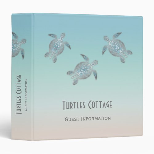 Silver Sea Turtles Guest Information 3 Ring Binder