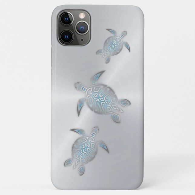 Silver Sea Turtles Maritime Coastal Case-Mate iPhone Case (Back)
