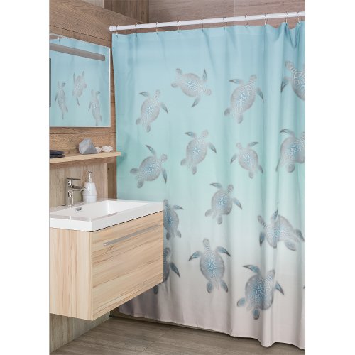 Silver Sea Turtles  Nautical  Shower Curtain