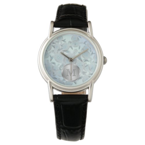 Silver Sea Turtles Pattern Monogram Coastal Watch