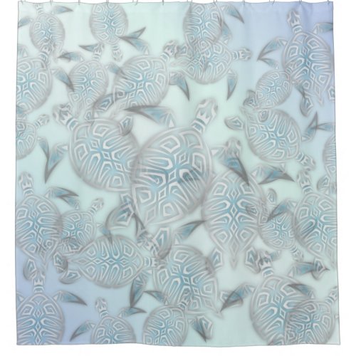 Silver Sea Turtles Purple Pattern Shower Curtain