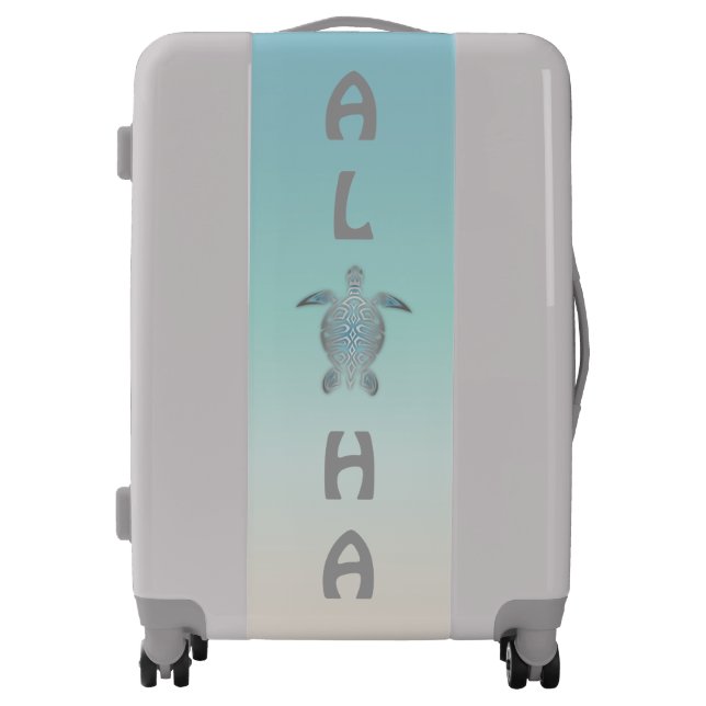 Silver Sea Turtles Turquoise Aloha Hawaii Tropical Luggage (Front)