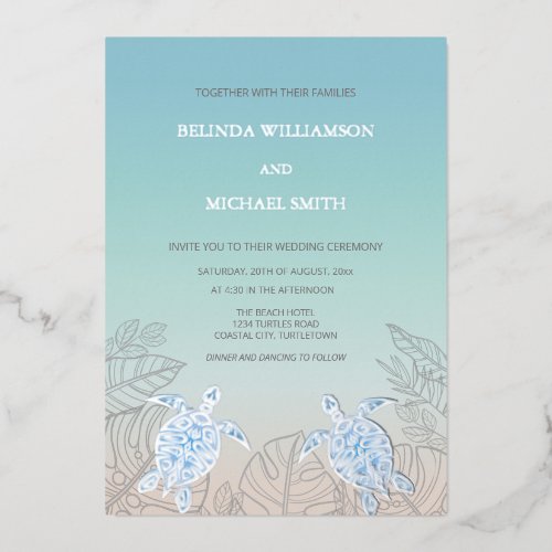 Silver Sea Turtles Turquoise | Beach Wedding