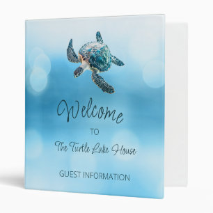 Silver Sea Turtles Turquoise Coastal Custom 3 Ring 3 Ring Binder