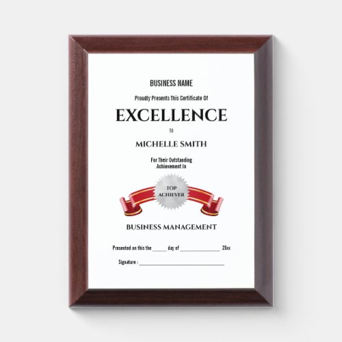 Silver seal red banner gold edge Top Performer Award Plaque