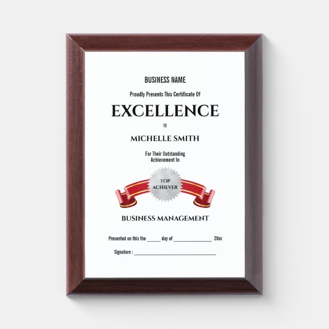 Silver seal red banner gold edge Top Performer Award Plaque (Vertical)