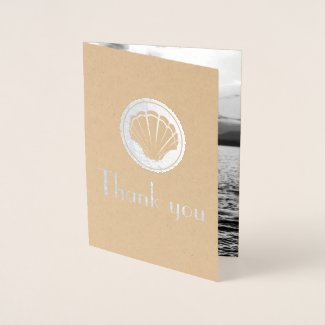 silver seashell - Thank you -add wedding photo