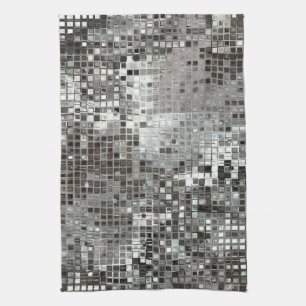 Silver Sequin Dazzle Glitz Glam Kitchen Dish Towel