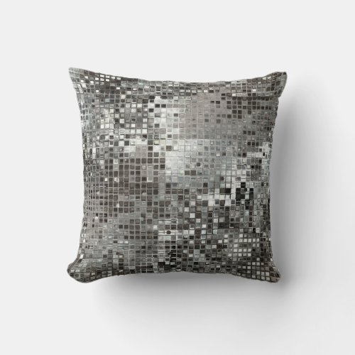 Silver Sequin Dazzle Glitz Glam Throw Couch Pillow