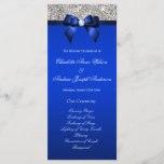 Silver Sequin Royal Blue Bow Wedding Program at Zazzle