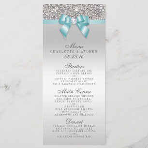 Silver Sequin Teal Bow Wedding Collection Menu