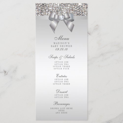 Silver Sequins Bow Baby Shower Menu