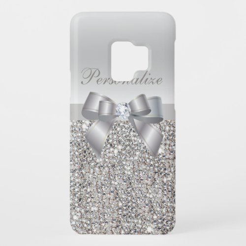 Silver Sequins Bow  Diamond Personalized Case_Mate Samsung Galaxy S9 Case