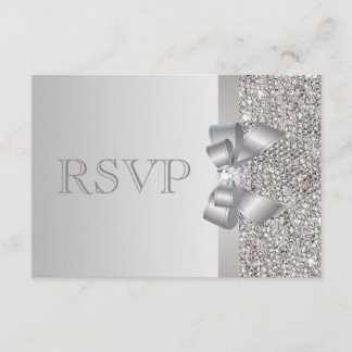 Silver Sequins, Bow & Diamond RSVP Wedding