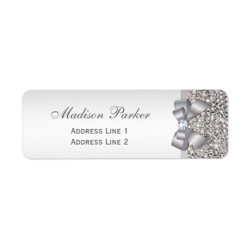 Silver Sequins Bow Wedding Personalized Label