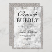 Silver Sequins Brunch & Bubbly Bridal Shower Invitation (Front/Back)
