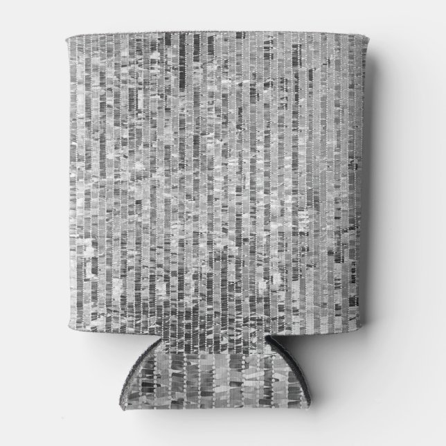Silver sequins, glamorous seamless background. can cooler (Front)