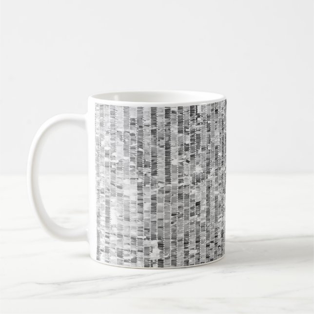 Silver sequins, glamorous seamless background. coffee mug (Left)
