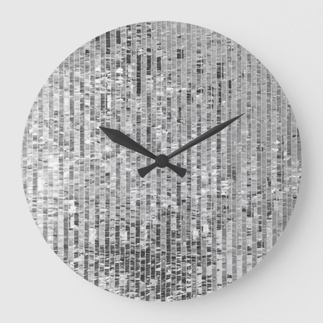 Silver sequins, glamorous seamless background. large clock (Front)