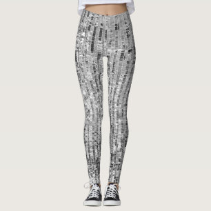 Silver sequins, glamorous seamless background. leggings