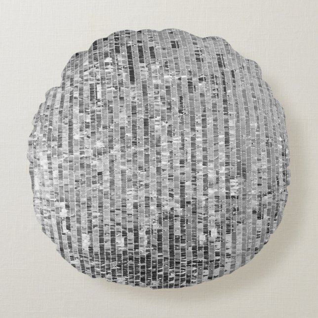 Silver sequins, glamorous seamless background. round pillow (Front)