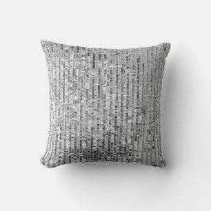 Silver sequins, glamorous seamless background. throw pillow