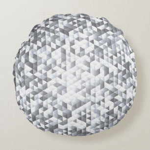 Silver Sequins: Glittering Mosaic Background Round Pillow