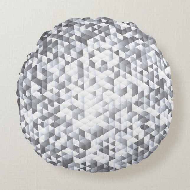 Silver Sequins: Glittering Mosaic Background Round Pillow (Front)