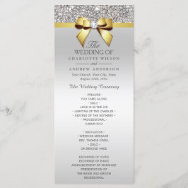 Silver Sequins Gold Diamond Bow Wedding Program