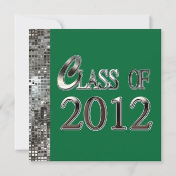 Silver Sequins Green Graduation Invitations by mvdesigns at Zazzle