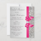 Silver Sequins Hot Pink Bow Diamond Bridal Shower
