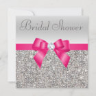 Silver Sequins Hot Pink Bow Diamond Bridal Shower