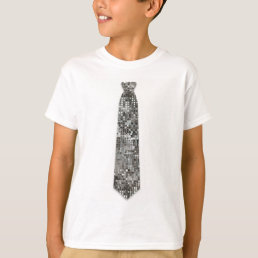Silver Sequins Look Fake Tie T-Shirt