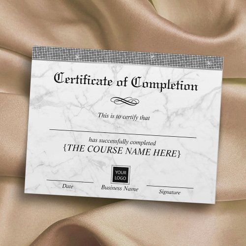 Silver Sequins Marble Certificate Completion Award