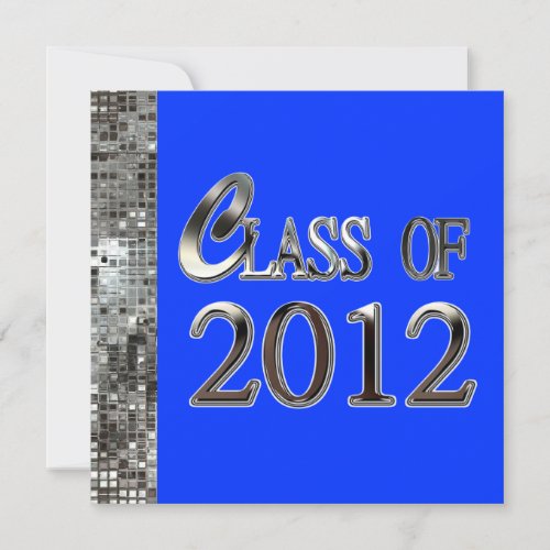 Silver Sequins Royal Blue Graduation Invitations