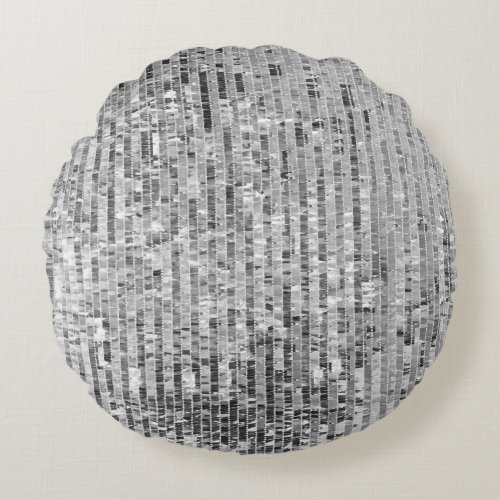 Silver sequins seamless pattern round pillow