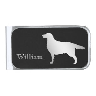 Silver Setter Dog Personalized Finish Money Clip