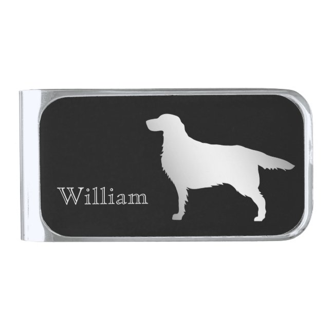 Silver Setter Dog Personalized Finish Money Clip (Front)