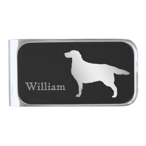 Silver Setter Dog Personalized Silver Finish Money Clip