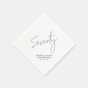 Silver Seventy Modern Adult 70th Birthday Party Napkins