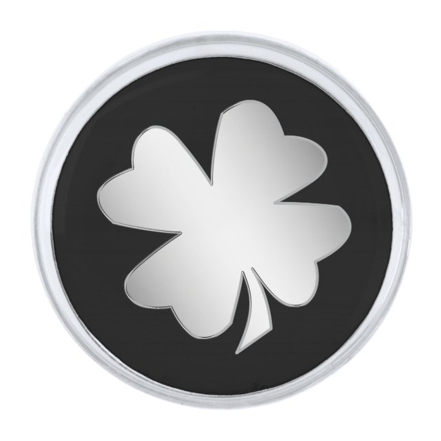 Silver Shamrock Silver Finish Lapel Pin (Front)