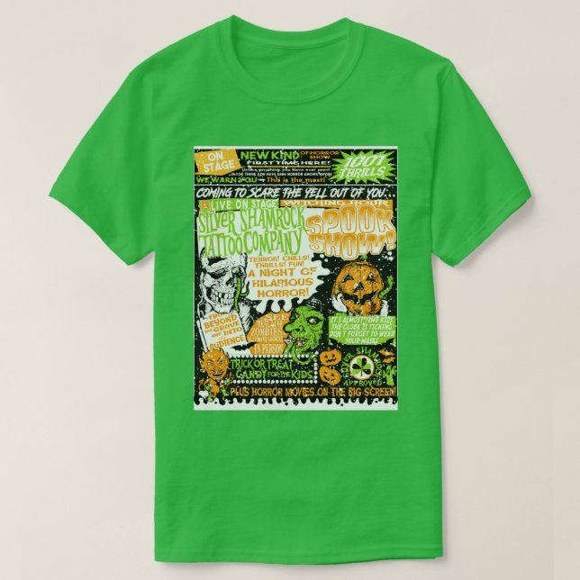 Silver Shamrock Spookshow Spectacular in COLOR T-Shirt (Design Front)