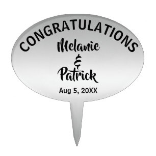 Silver Sheen Wedding Congratulations Cake Topper