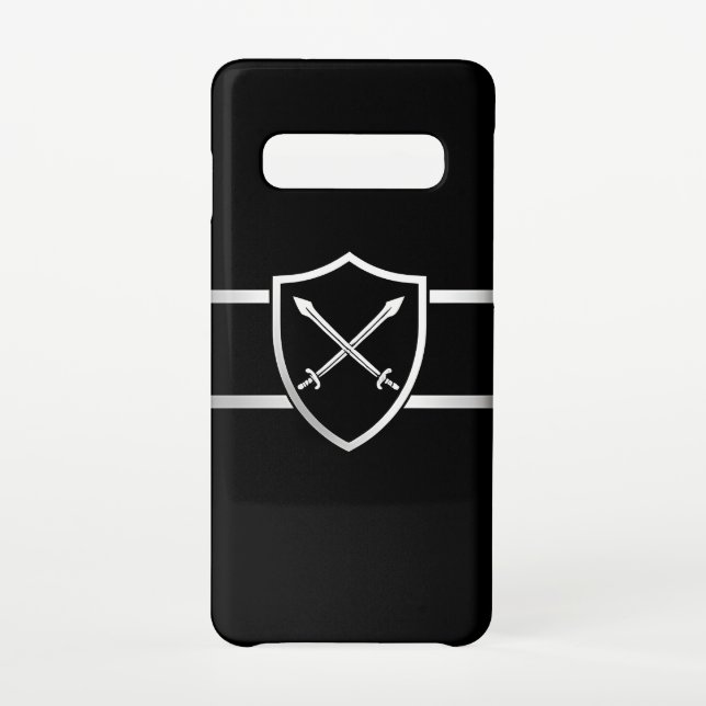 Silver Shield Outline on Black Background Samsung Galaxy Case (Back)