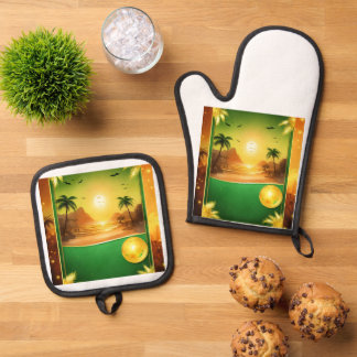 Silver Shield Quilted Oven Mitt Oven Mitt & Pot Holder Set