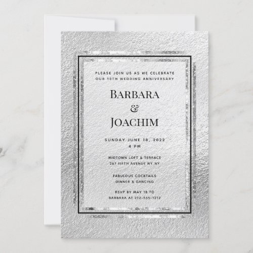 Silver Shimmer 10th Anniversary Party Invitation