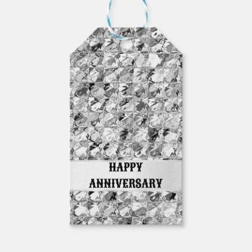 Silver shimmer aluminum metallic foil anniversary gift tags