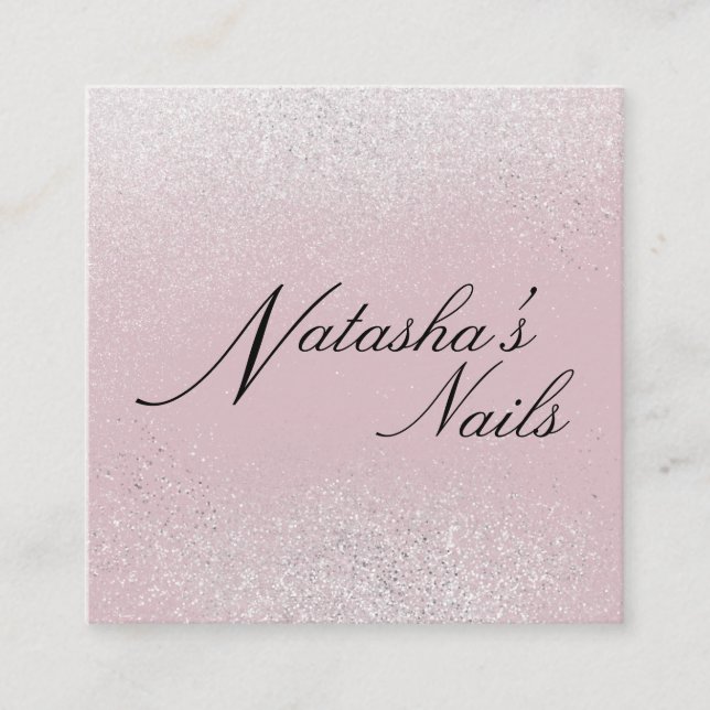Silver Shimmer Dust and Pink Business Card (Front)
