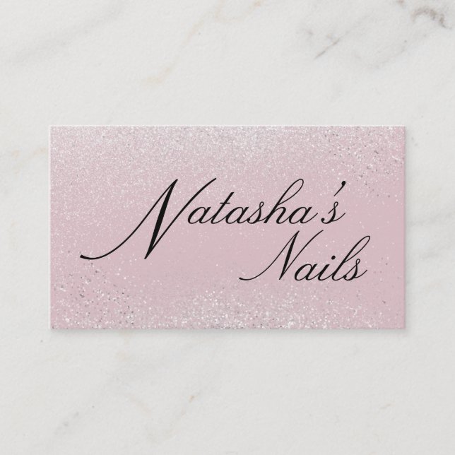Silver Shimmer Dust and Pink Business Card (Front)